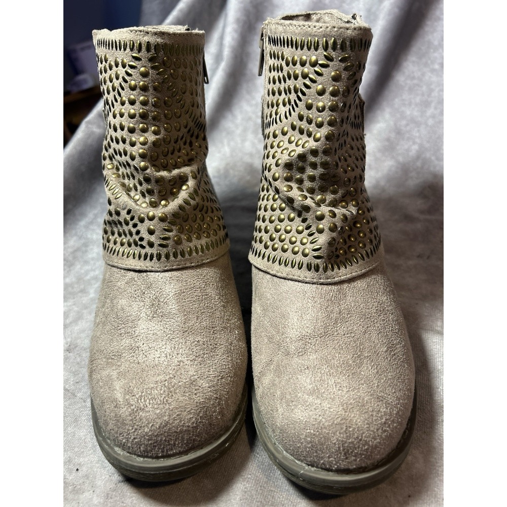 Laura Marano by Not Rated Womens 8 Studded Ankle Boots Taupe Boho Western